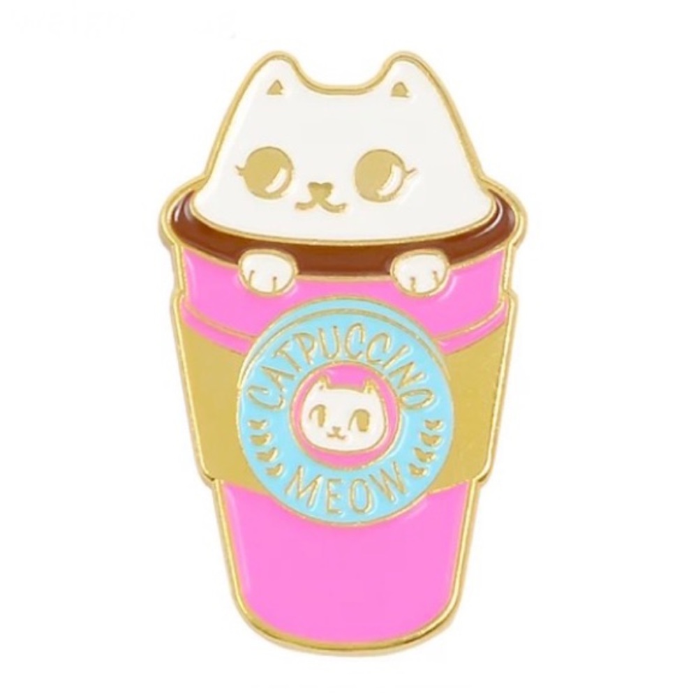 6/$30 Cat Catpuccino Meow Coffee Cup Enamel Pin